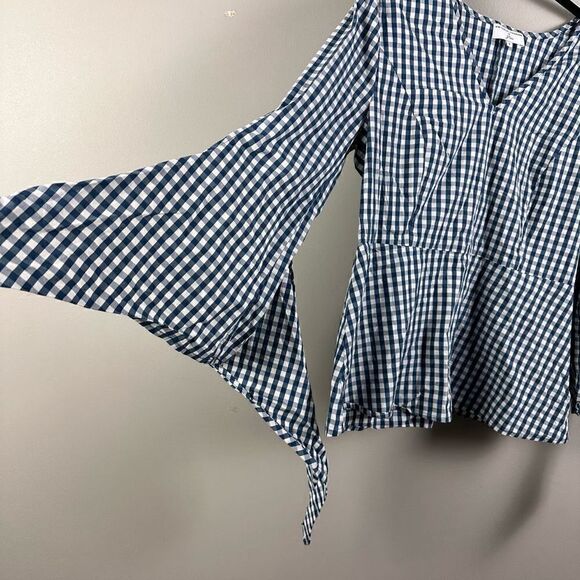 Universal Standard for J. Crew gingham plaid tie sleeve tunic top - Picture 3 of 11